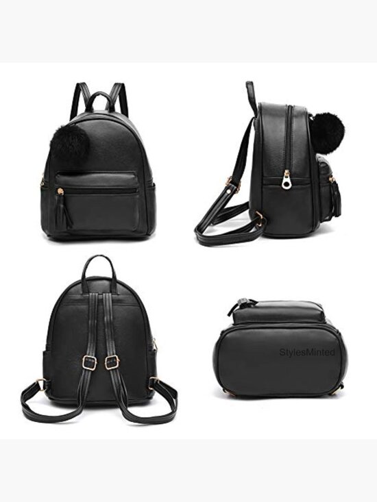 Mini Backpack Purse with Pom Pom & Tassel - Faux Leather Shoulder Bag main image 6
